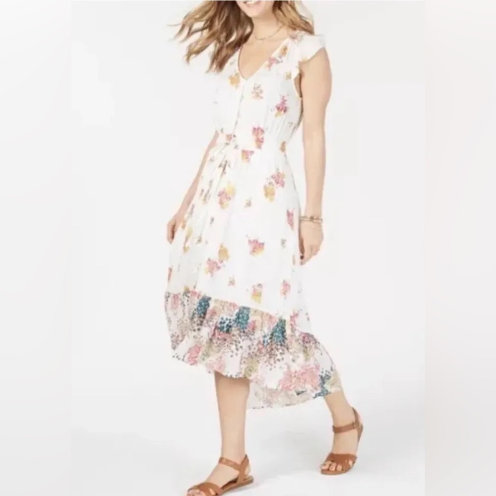 Lucky Brand Felice Floral High-Low Dress size large